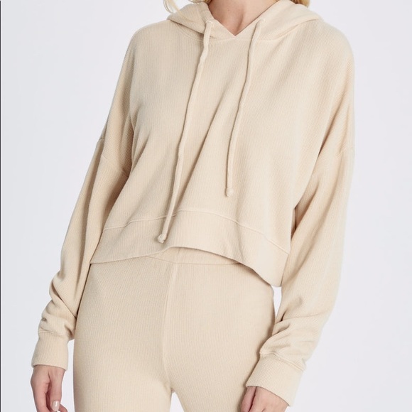 🔥WILDFOX🔥TRENTON HOODIE CROPPED SWEATSHIRT COLOR WHEAT XS/MEDIUM NWT - Picture 6 of 8